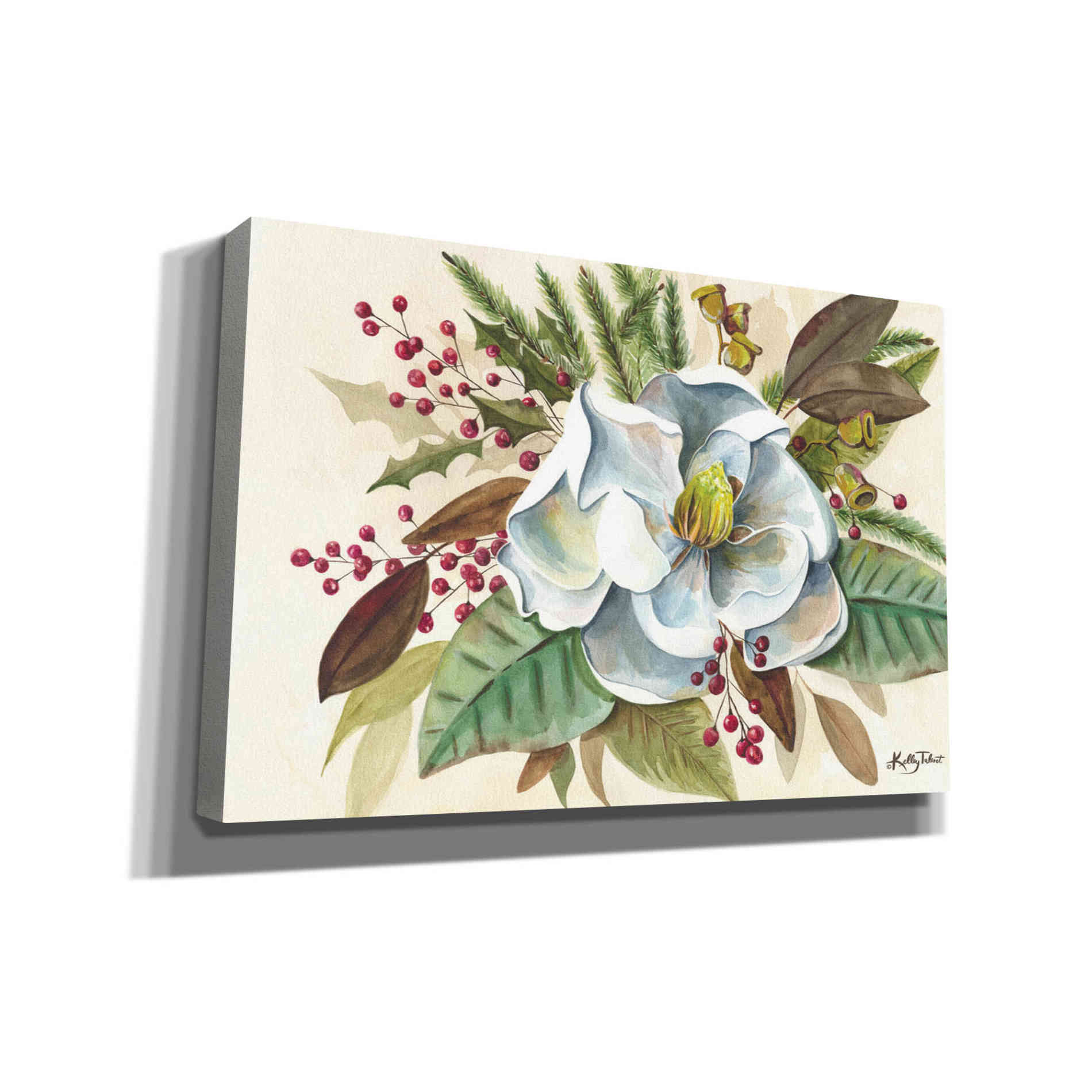 'Christmas Magnolia' by Kelley Talent, Canvas Wall Art