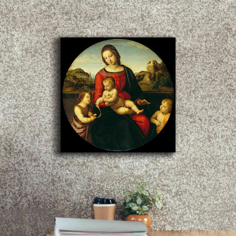 Image of 'Madonna with Child, St. John and a Child Saint' by Raphael, Canvas Wall Art,18 x 18