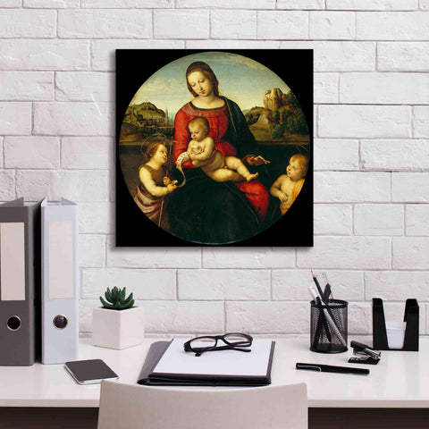Image of 'Madonna with Child, St. John and a Child Saint' by Raphael, Canvas Wall Art,18 x 18