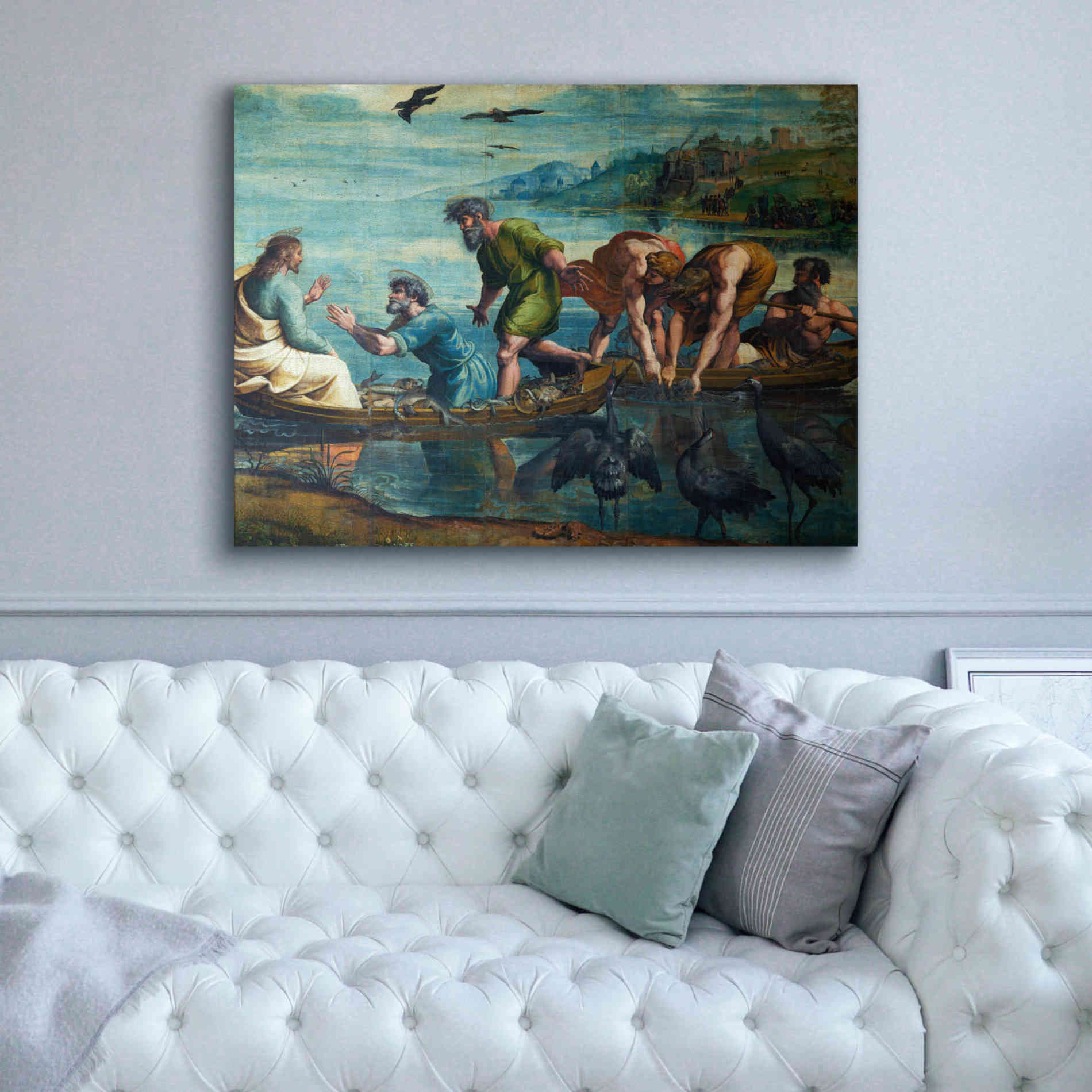 'The Miraculous Draught of Fishes' by Raphael, Canvas Wall Art,54 x 40
