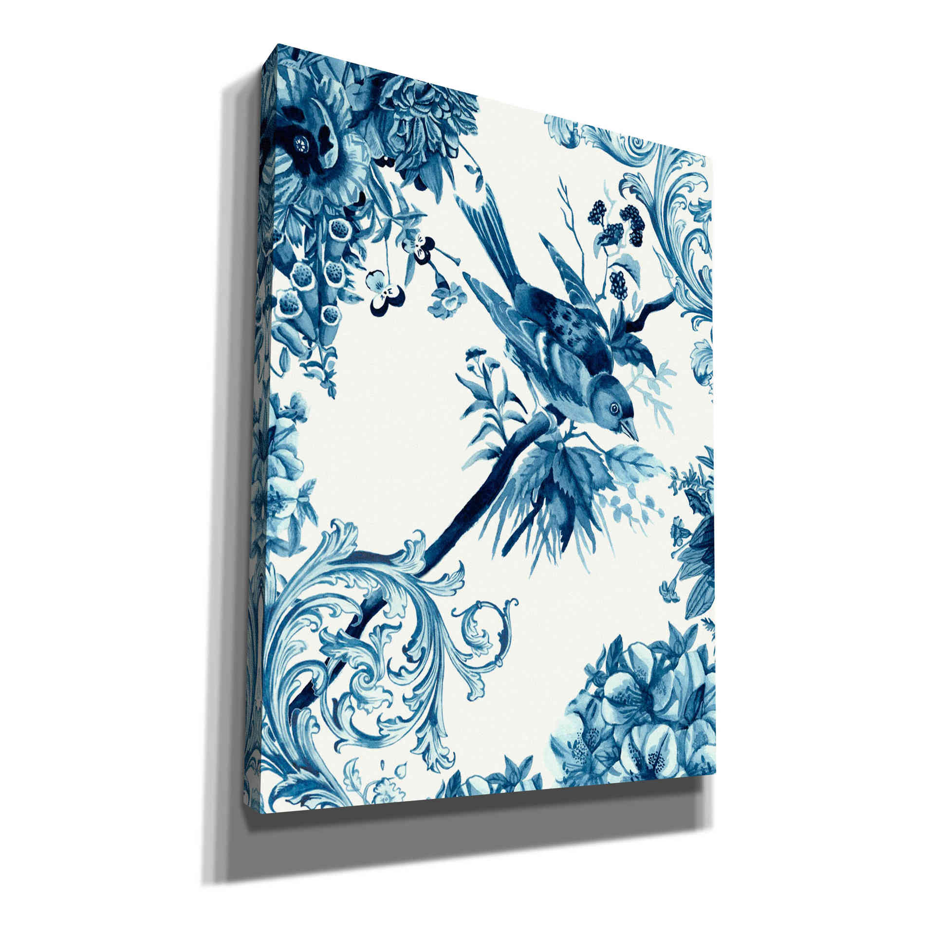 'Bird and Branch in Indigo II' by Naomi McCavitt, Canvas Wall Art