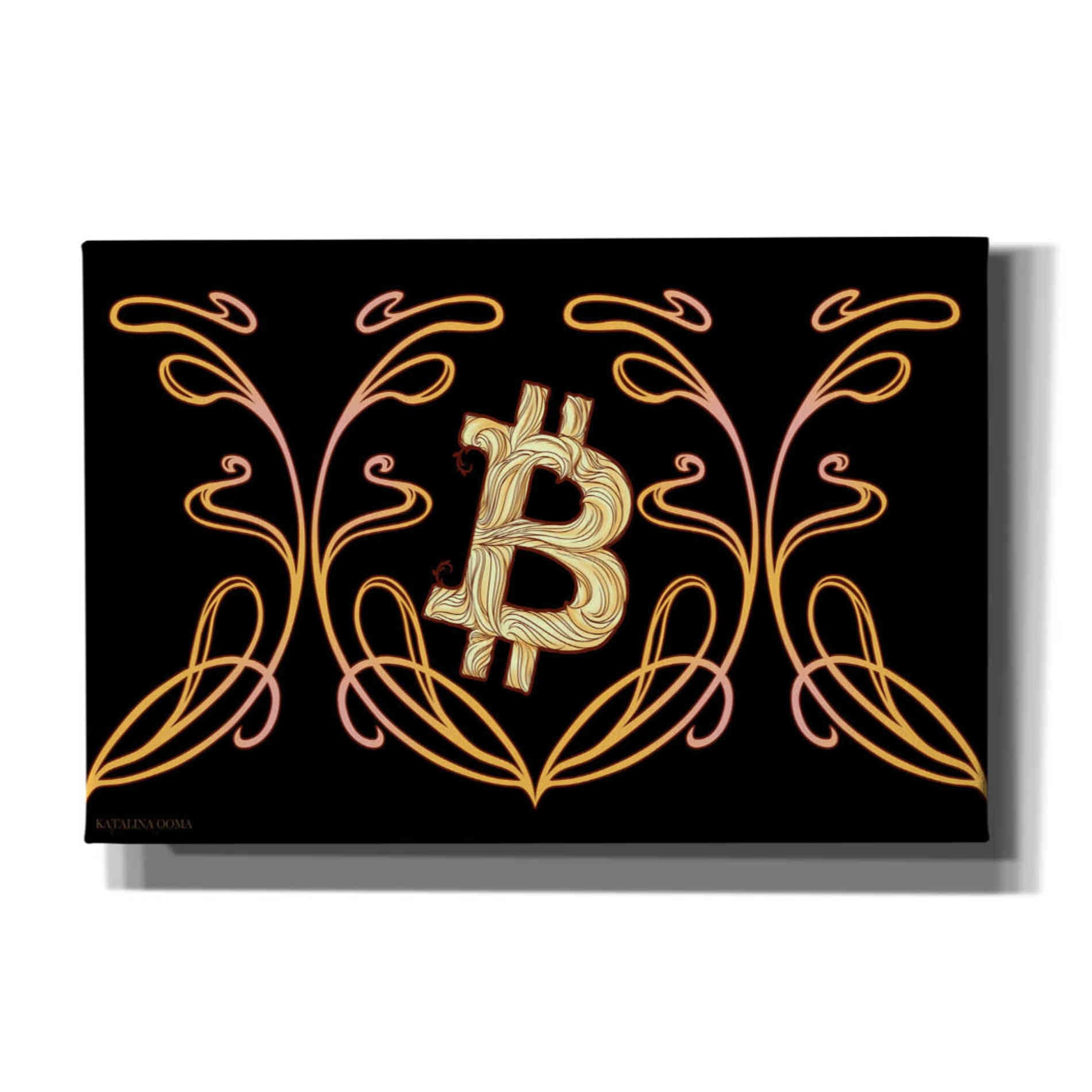 'Art Nouveau Bitcoin Gold' by Katalina, Canvas Wall Art