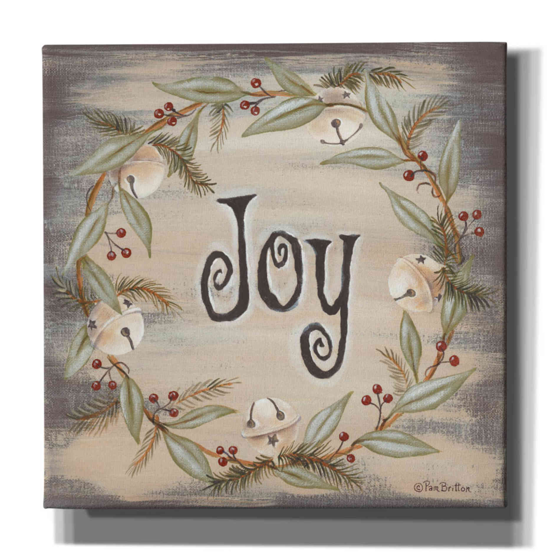 'Jingle Joy Wreath' by Pam Britton, Canvas Wall Art