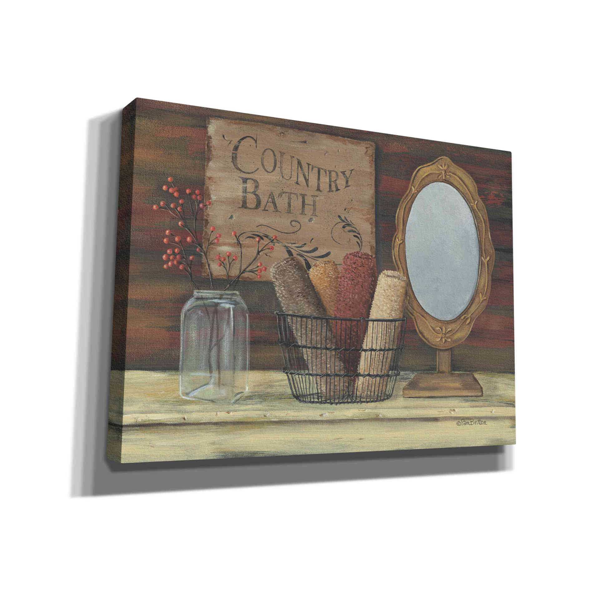 'Country Bath' by Pam Britton, Canvas Wall Art