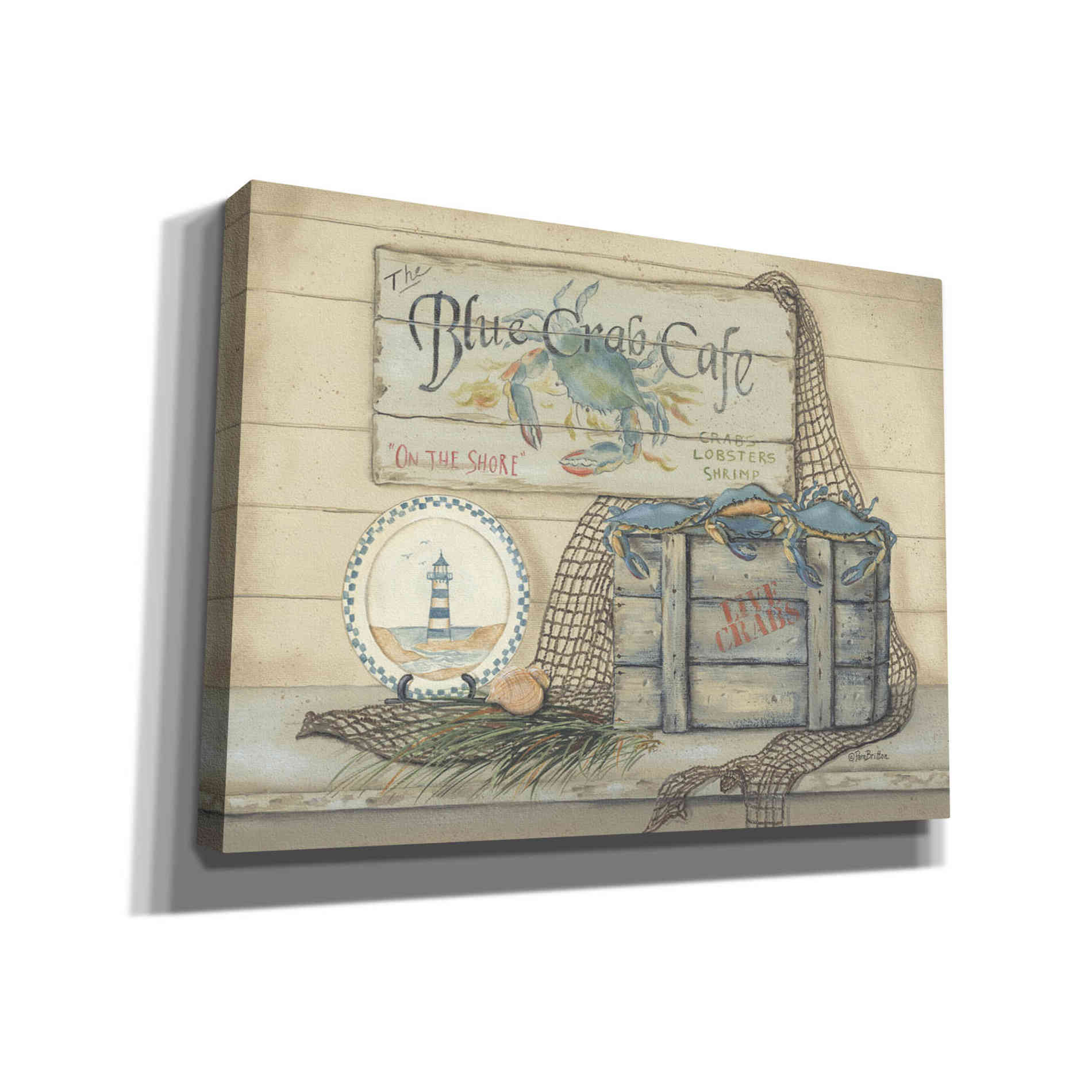 'Blue Crab Cafe' by Pam Britton, Canvas Wall Art