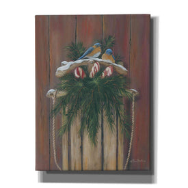 'Bluebirds & Sled' by Pam Britton, Canvas Wall Art