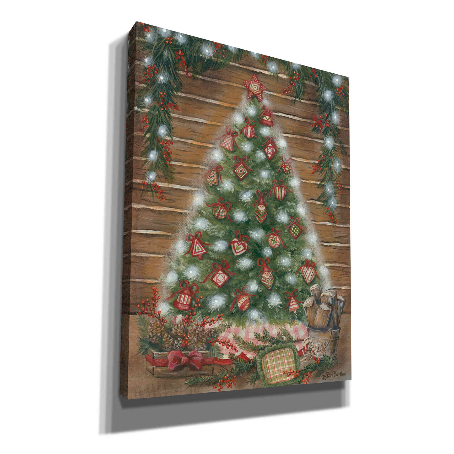 'A Log Cabin Christmas' by Pam Britton, Canvas Wall Art