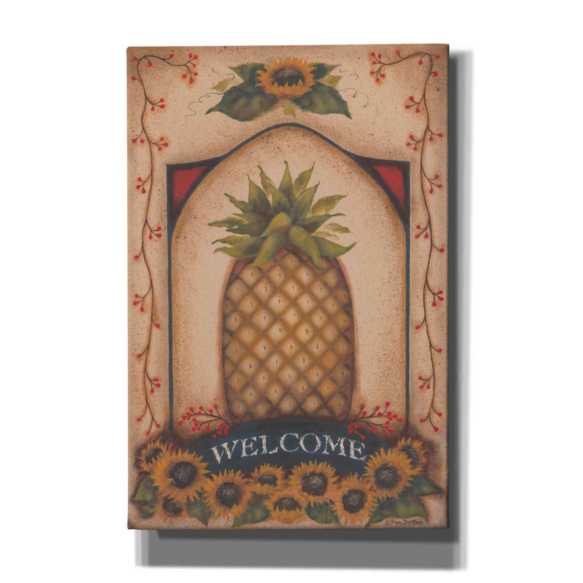 'Welcome Pineapple & Sunflowers' by Pam Britton, Canvas Wall Art