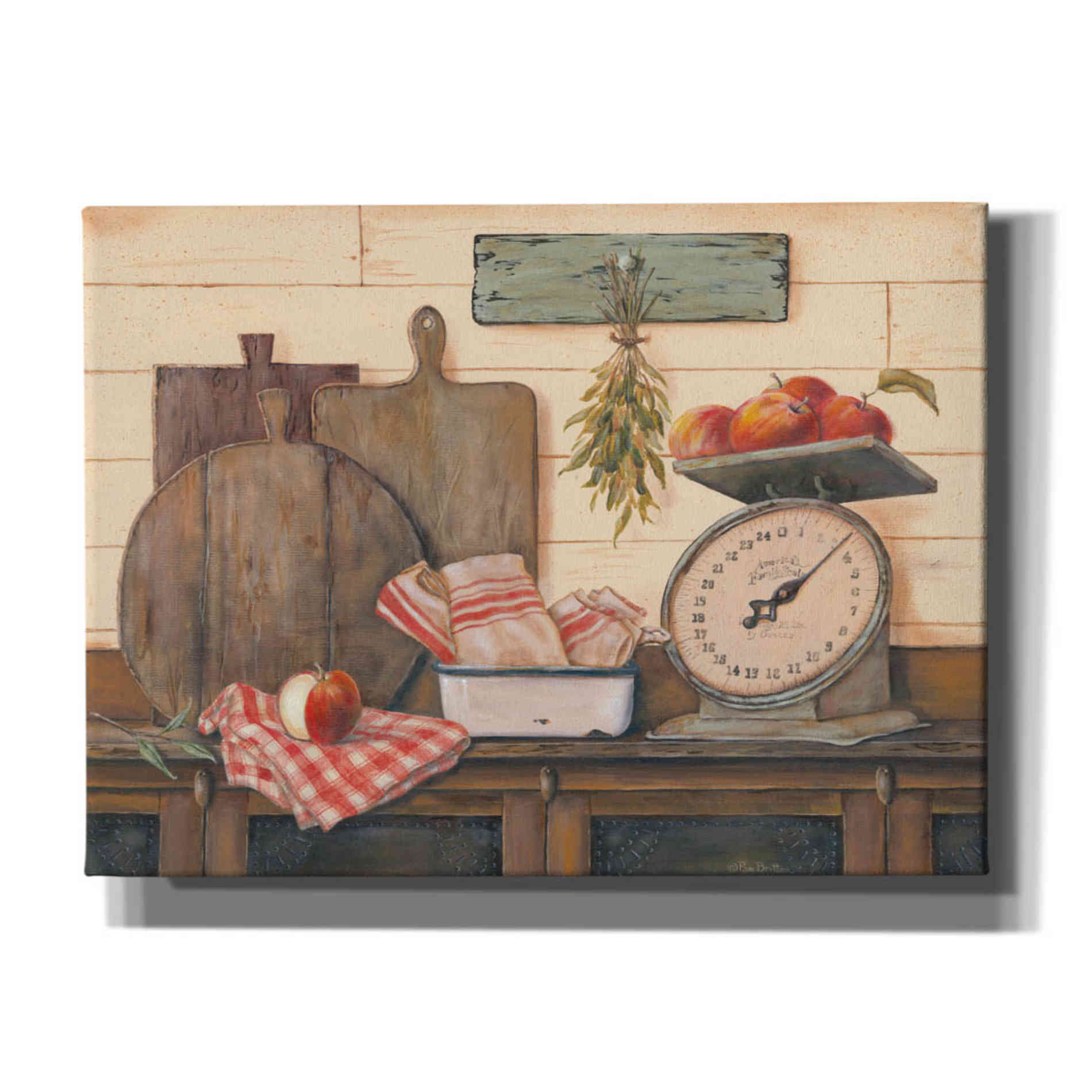 'Apples and Tea Towels II' by Pam Britton, Canvas Wall Art