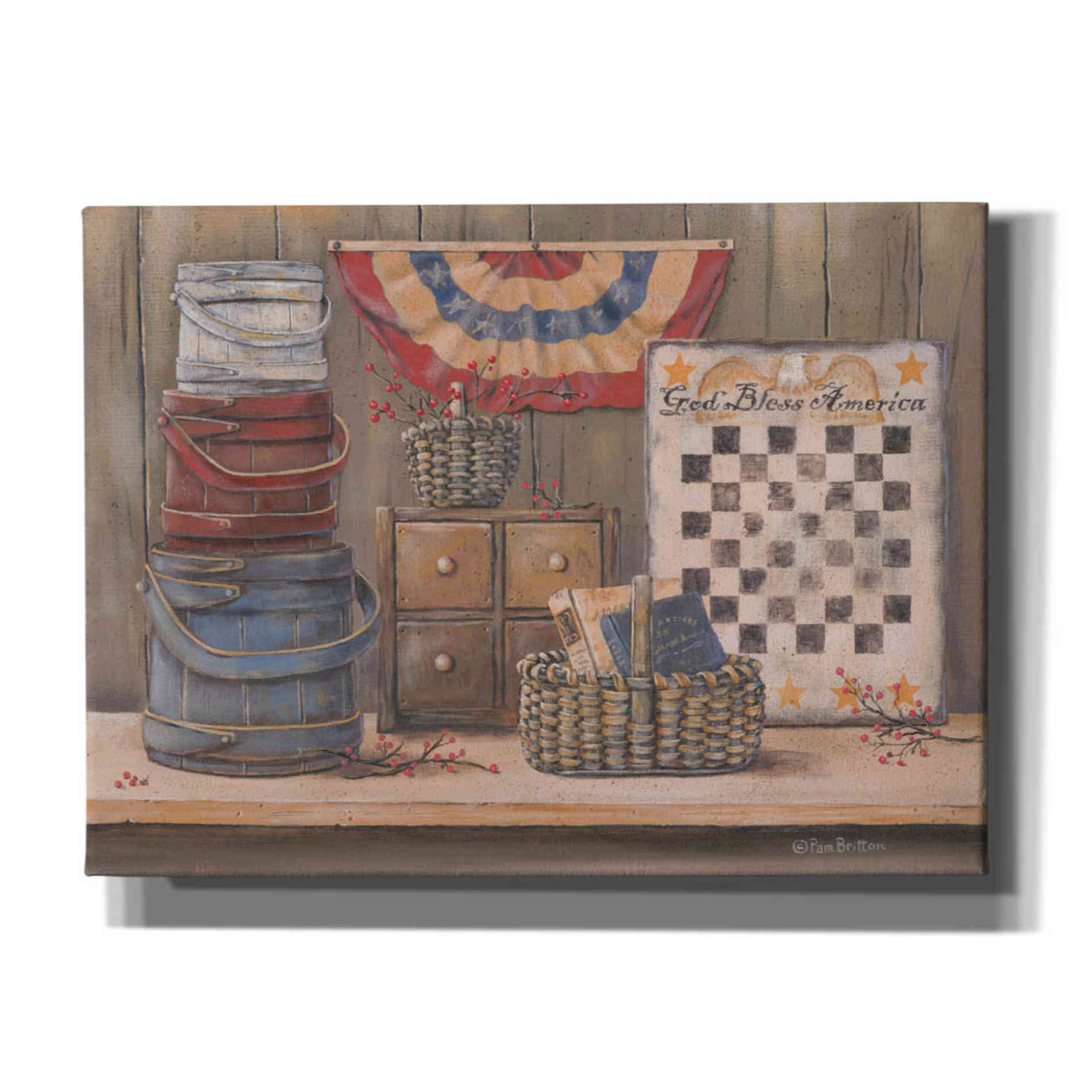 'God Bless America' by Pam Britton, Canvas Wall Art
