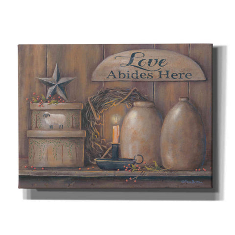 Image of 'Love Abides Here Shelf' by Pam Britton, Canvas Wall Art