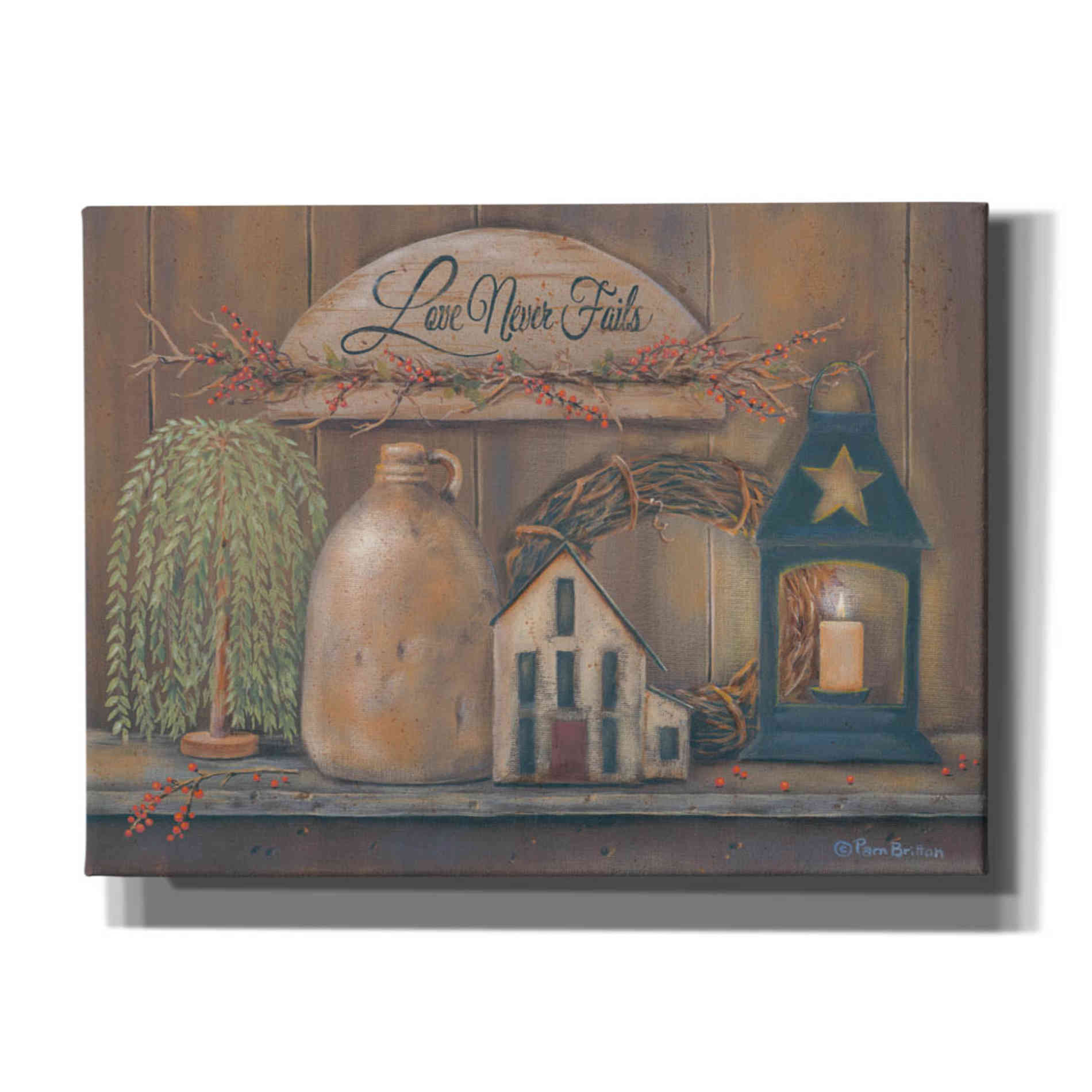 'Love Never Fails Shelf' by Pam Britton, Canvas Wall Art
