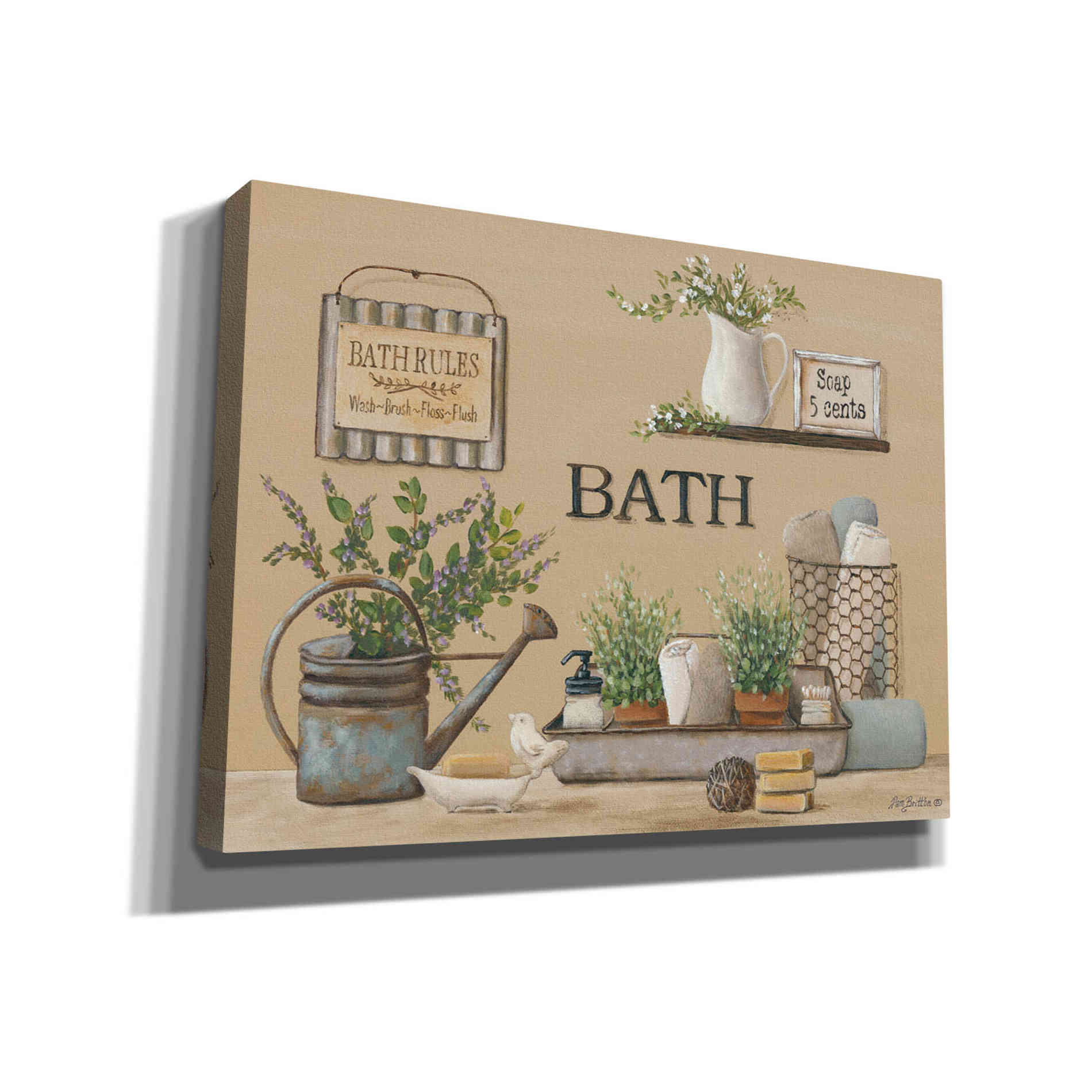 'Farmhouse Bath II' by Pam Britton, Canvas Wall Art