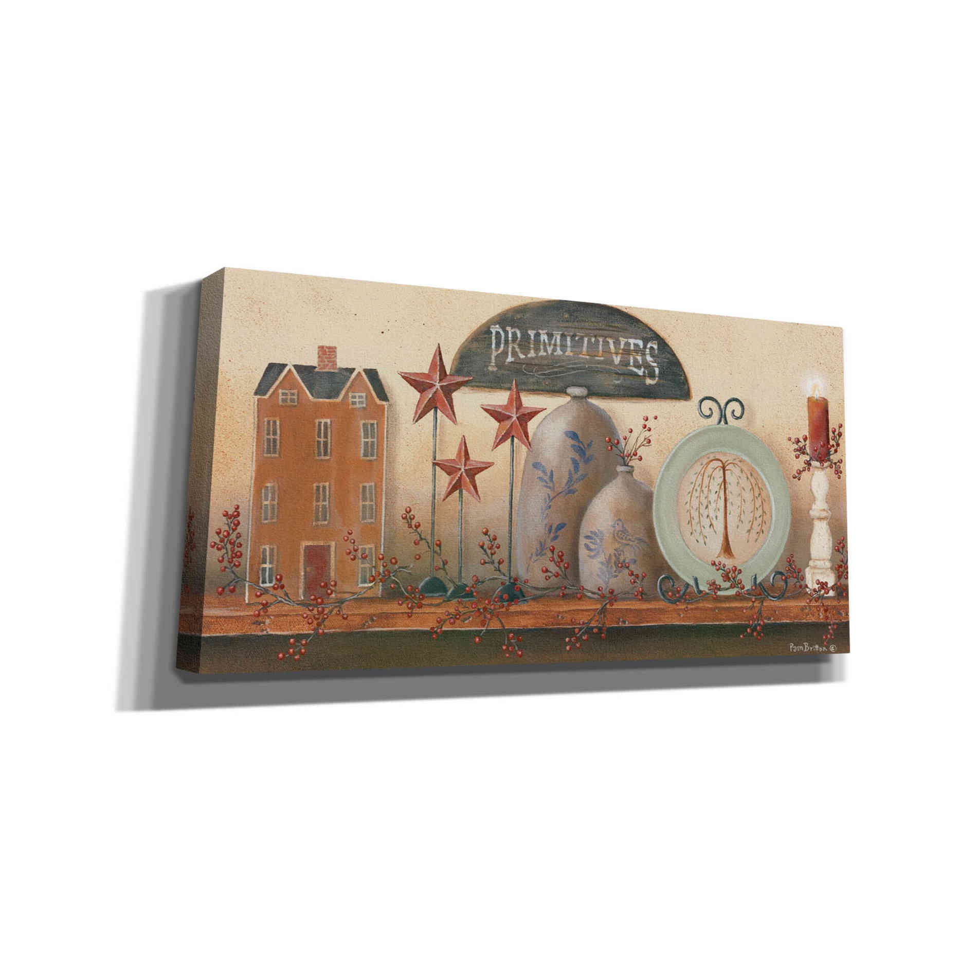 'Primitive Shelf I' by Pam Britton, Canvas Wall Art