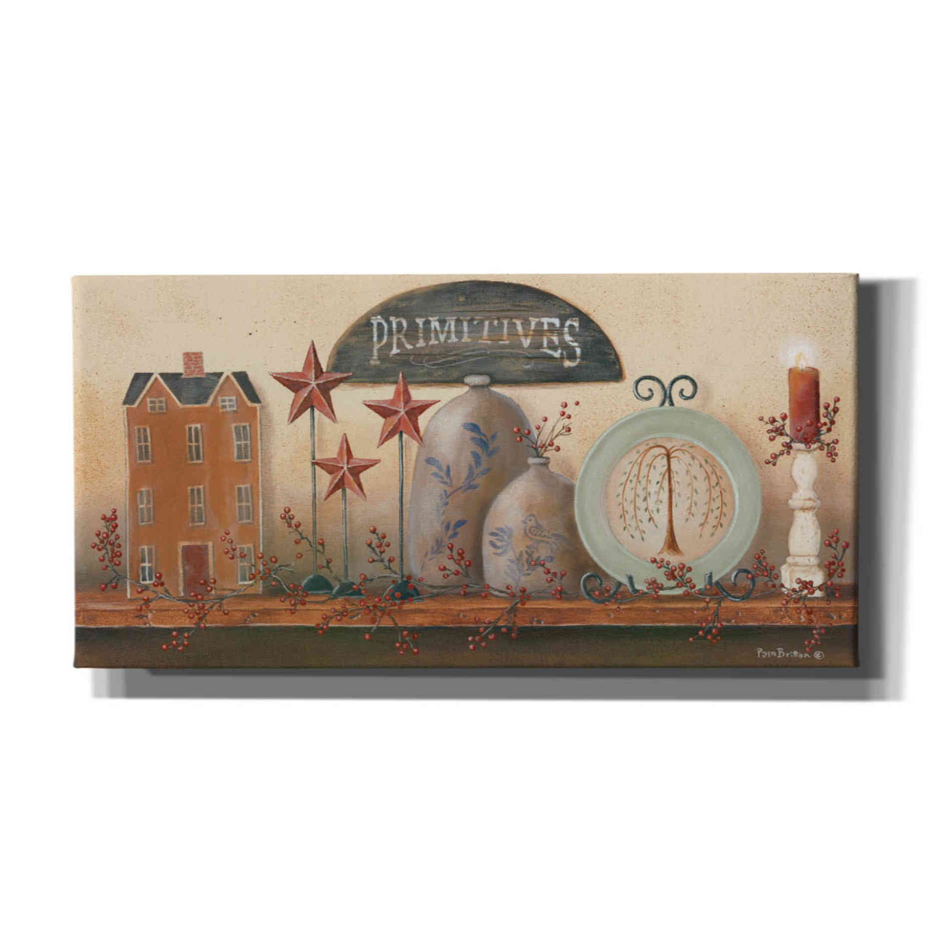 'Primitive Shelf I' by Pam Britton, Canvas Wall Art