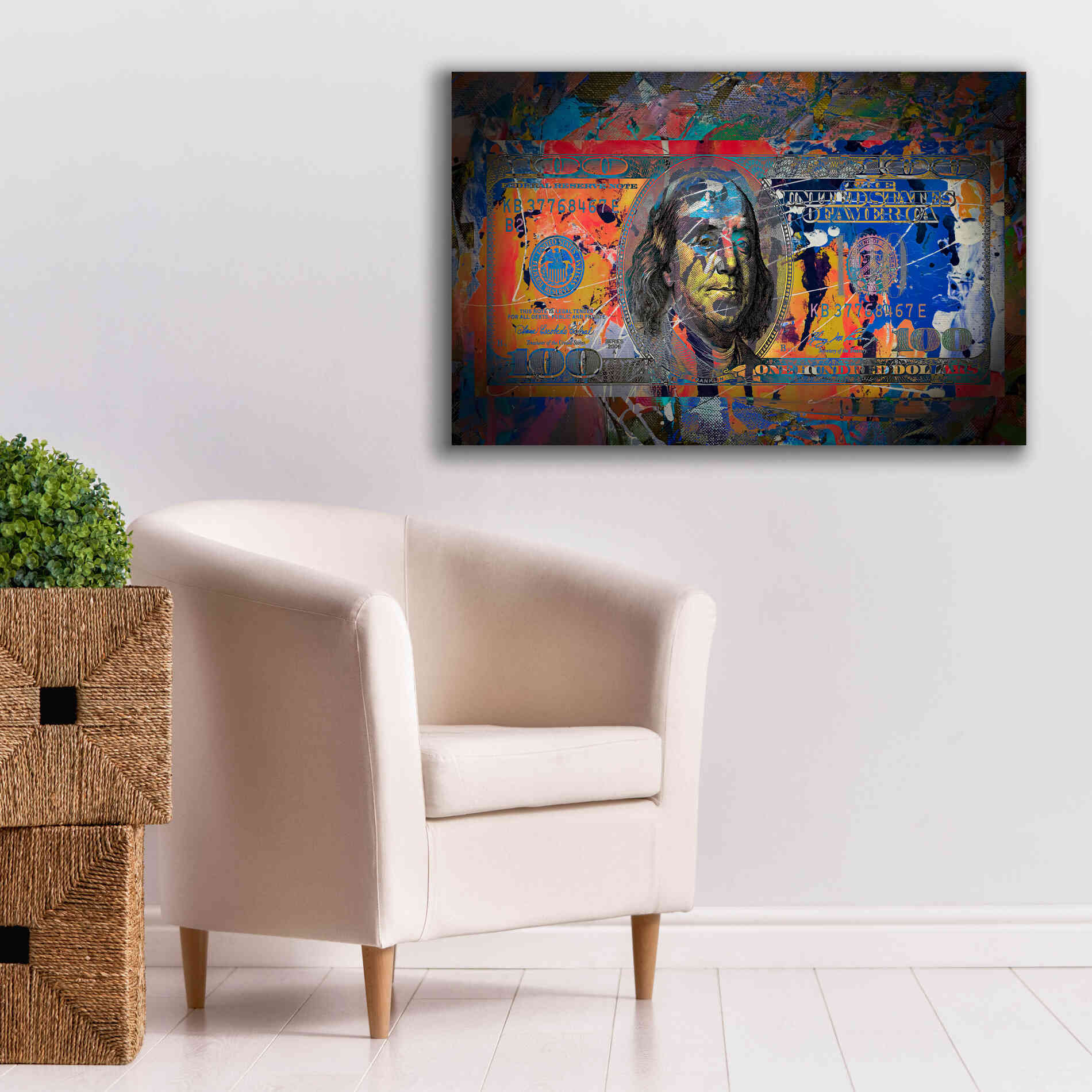 'Benjamin's Hundreds ' by Epic Portfolio Giclee Canvas Wall Art,40x26