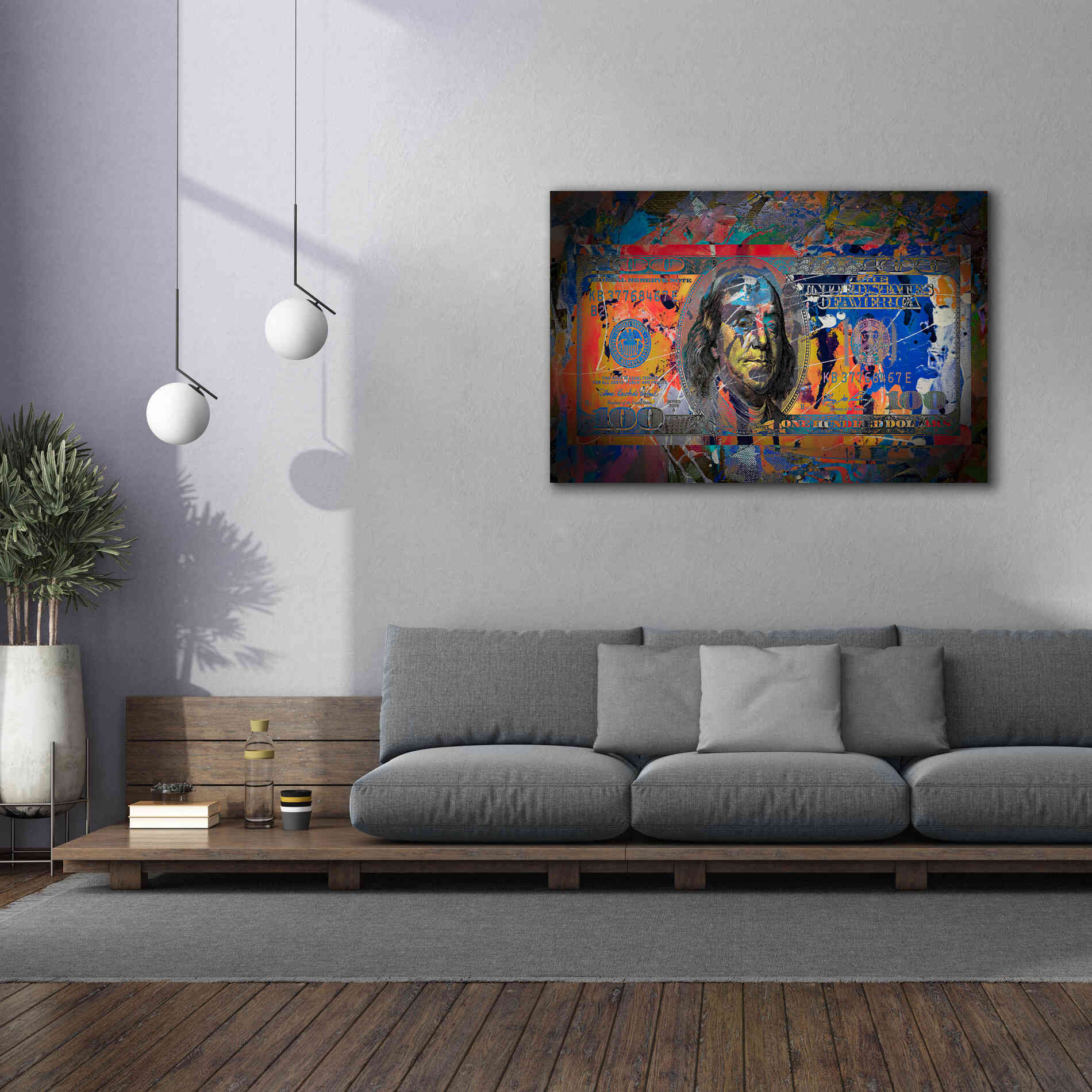 'Benjamin's Hundreds ' by Epic Portfolio Giclee Canvas Wall Art,60x40