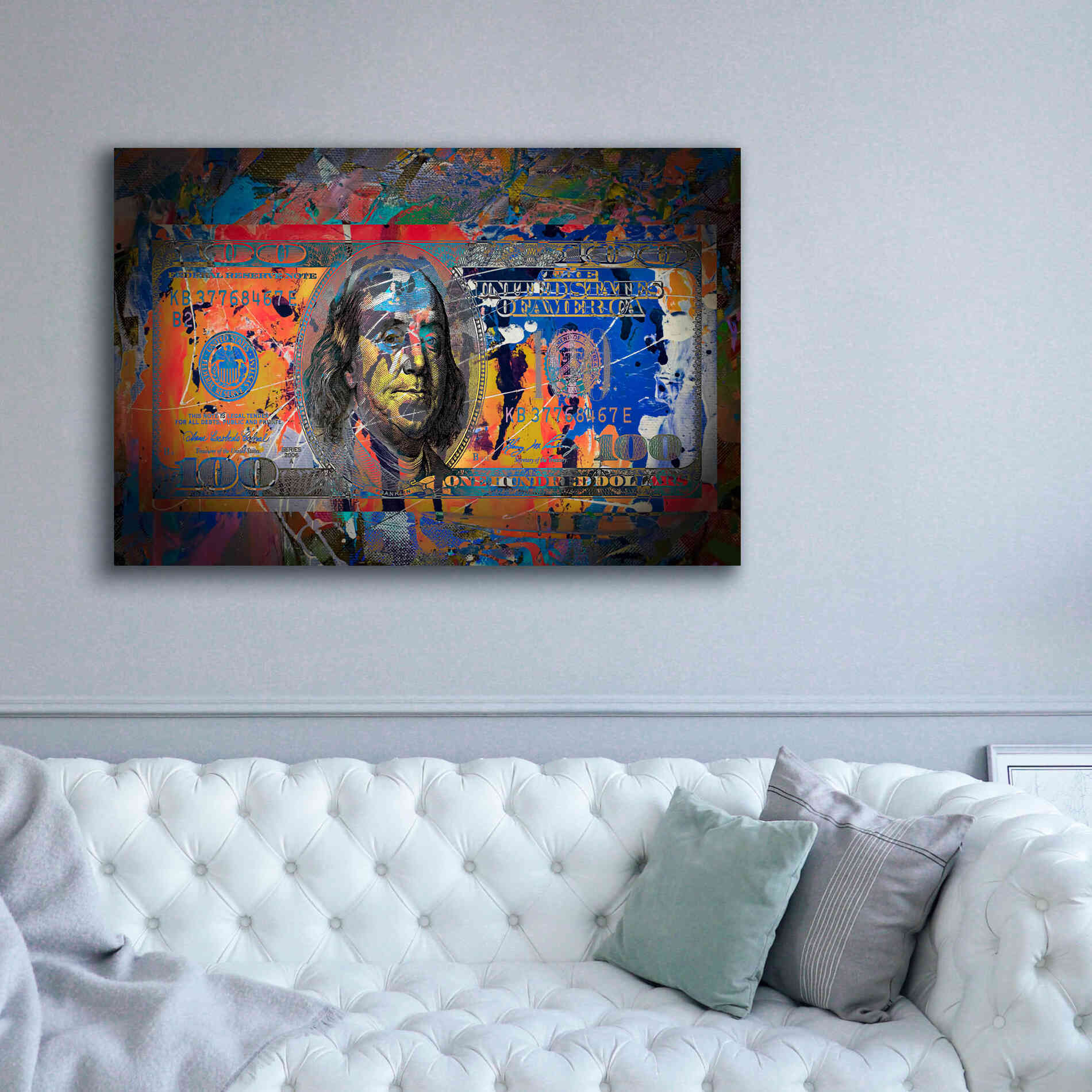 'Benjamin's Hundreds ' by Epic Portfolio Giclee Canvas Wall Art,60x40