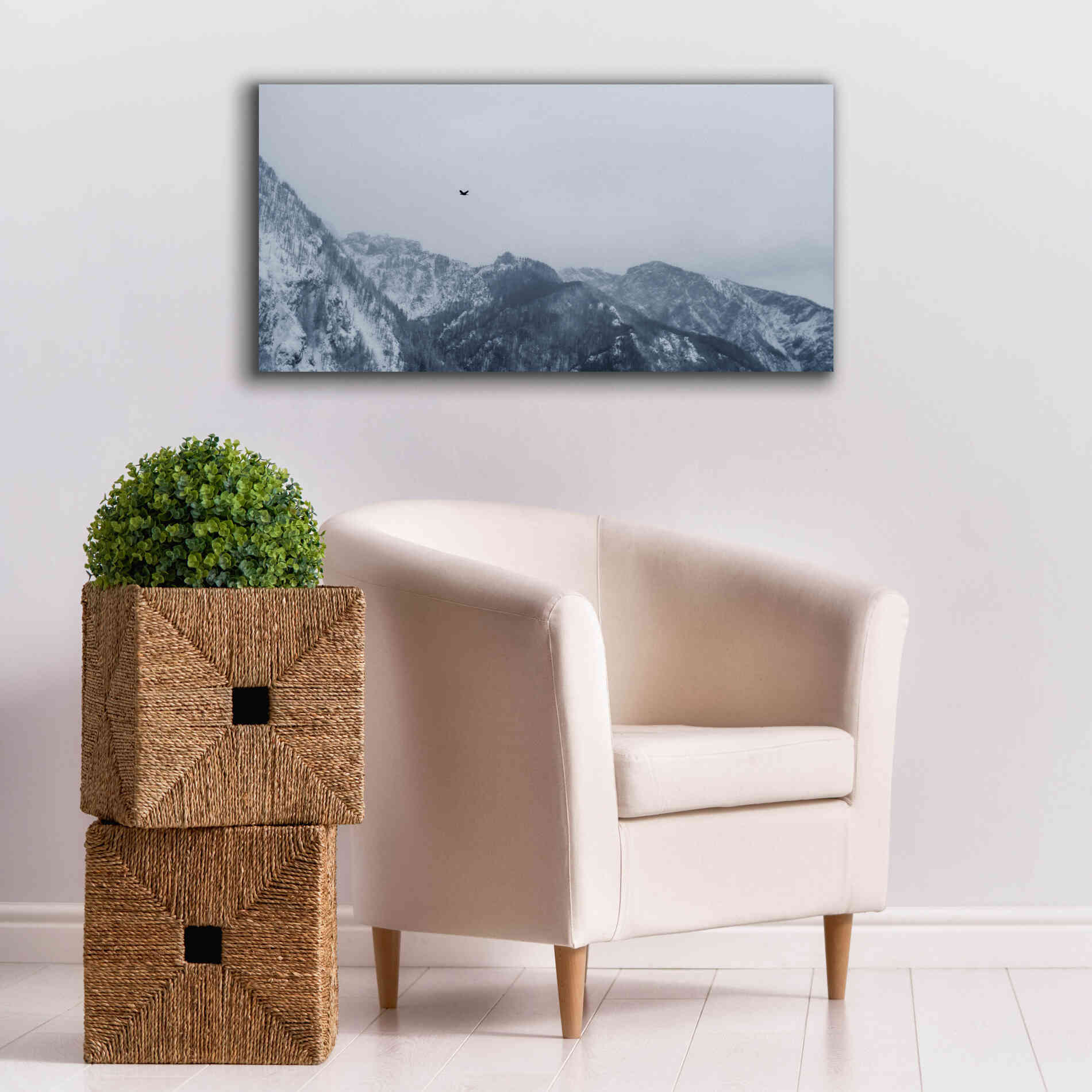 'Alpine Winter Bird' by Epic Portfolio, Giclee Canvas Wall Art,40x20
