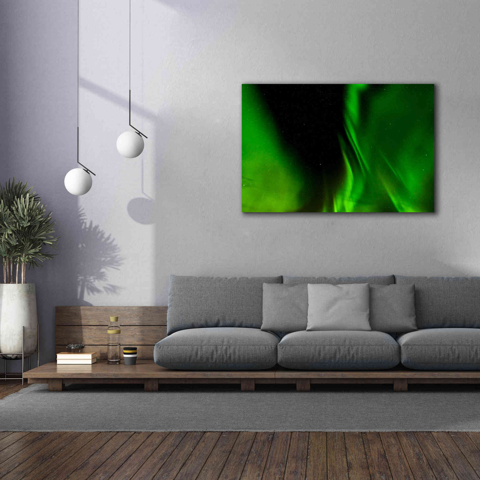 'A Beautiful Green Aurora Borealis' by Epic Portfolio, Giclee Canvas Wall Art,60x40