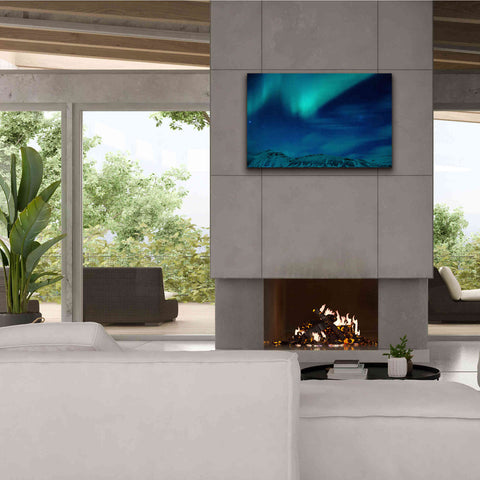 Image of 'Amazing Northern Lights Blue' by Epic Portfolio, Giclee Canvas Wall Art,40x26