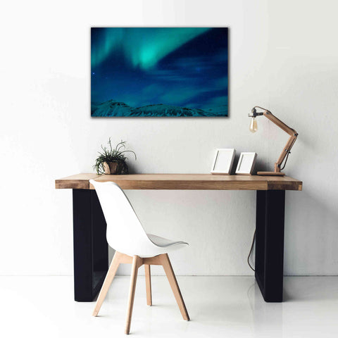 Image of 'Amazing Northern Lights Blue' by Epic Portfolio, Giclee Canvas Wall Art,40x26