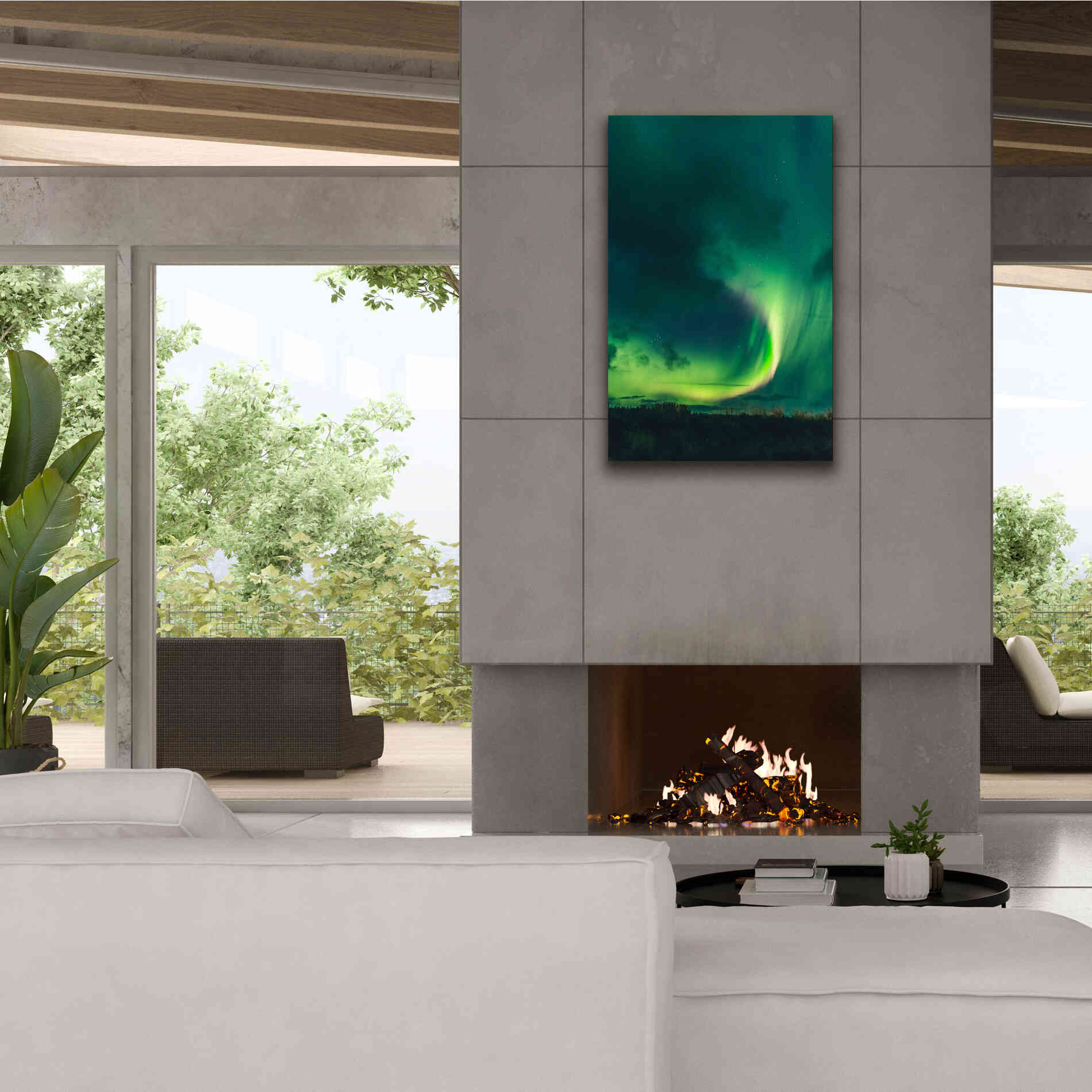 'Amazing Northern Lights Green' by Epic Portfolio, Giclee Canvas Wall Art,26x40