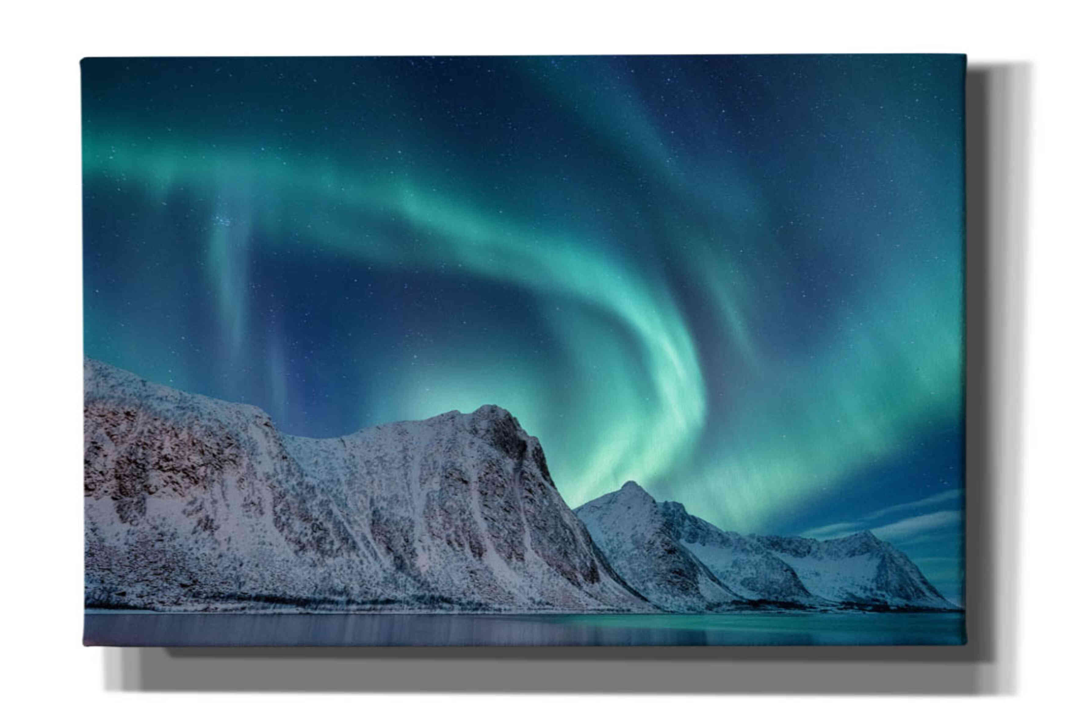 'Aurora Borealis In Norway Green' by Epic Portfolio, Giclee Canvas Wall Art
