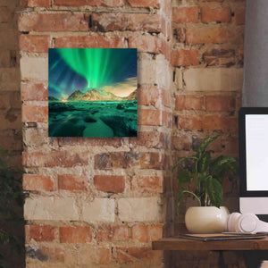 'Aurora Over Snowy Mountains' by Epic Portfolio, Giclee Canvas Wall Art,12x12