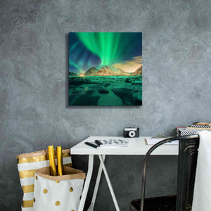 'Aurora Over Snowy Mountains' by Epic Portfolio, Giclee Canvas Wall Art,18x18