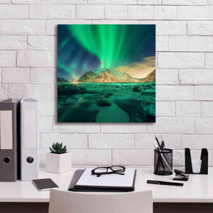 'Aurora Over Snowy Mountains' by Epic Portfolio, Giclee Canvas Wall Art,18x18