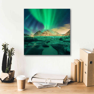 'Aurora Over Snowy Mountains' by Epic Portfolio, Giclee Canvas Wall Art,18x18