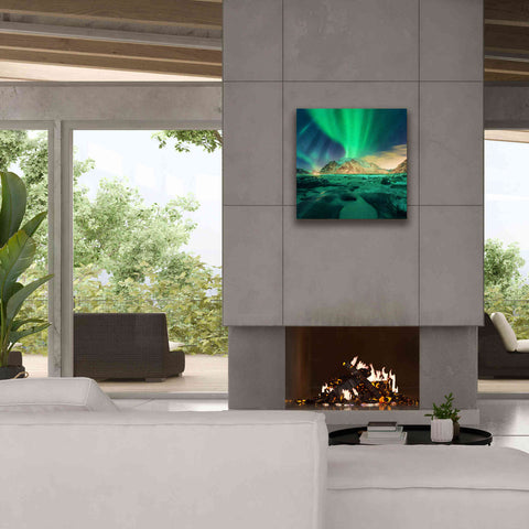 Image of 'Aurora Over Snowy Mountains' by Epic Portfolio, Giclee Canvas Wall Art,26x26