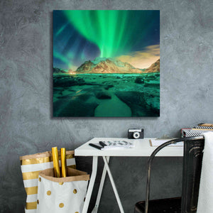 'Aurora Over Snowy Mountains' by Epic Portfolio, Giclee Canvas Wall Art,26x26