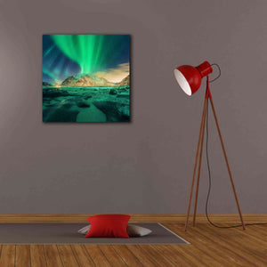'Aurora Over Snowy Mountains' by Epic Portfolio, Giclee Canvas Wall Art,26x26