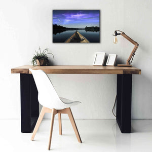 'Canoeing Under The Northern Lights' by Epic Portfolio, Giclee Canvas Wall Art,26x18