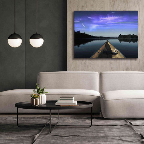 Image of 'Canoeing Under The Northern Lights' by Epic Portfolio, Giclee Canvas Wall Art,54x40