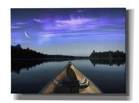 'Canoeing Under The Northern Lights' by Epic Portfolio, Giclee Canvas Wall Art