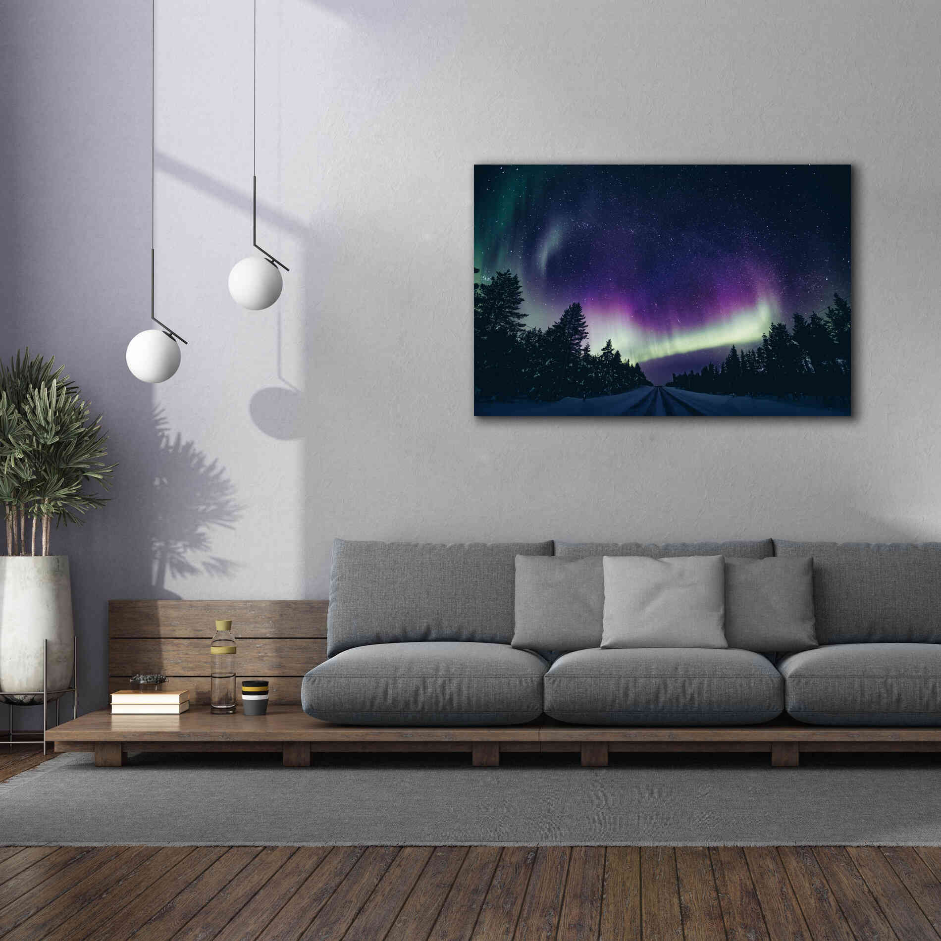 'Colorful Polar Arctic Northern Lights' by Epic Portfolio, Giclee Canvas Wall Art,60x40