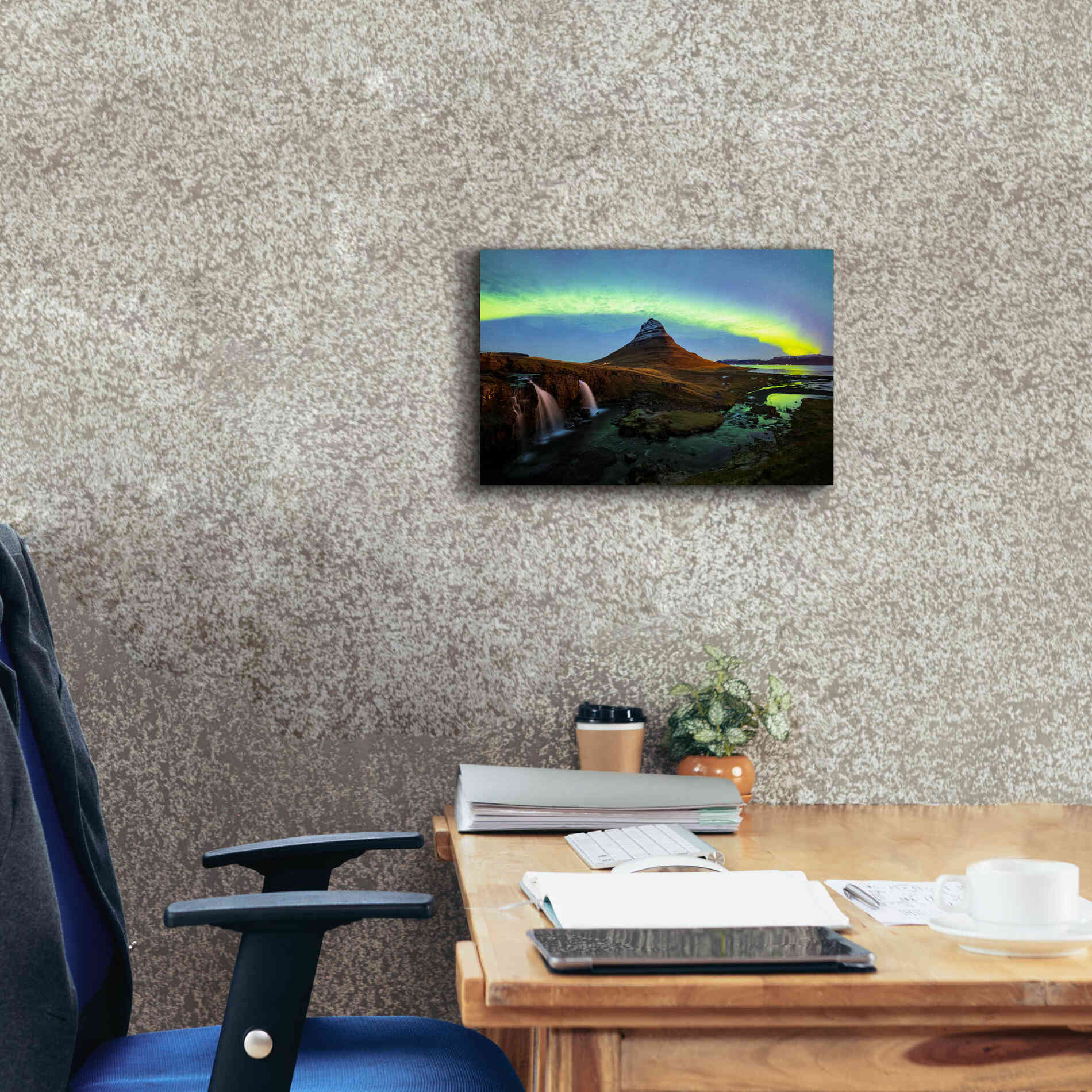 'Northern Light Aurora Borealis Over Kirkjufell 1' by Epic Portfolio, Giclee Canvas Wall Art,18x12