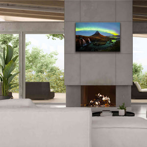 'Northern Light Aurora Borealis Over Kirkjufell 1' by Epic Portfolio, Giclee Canvas Wall Art,40x26