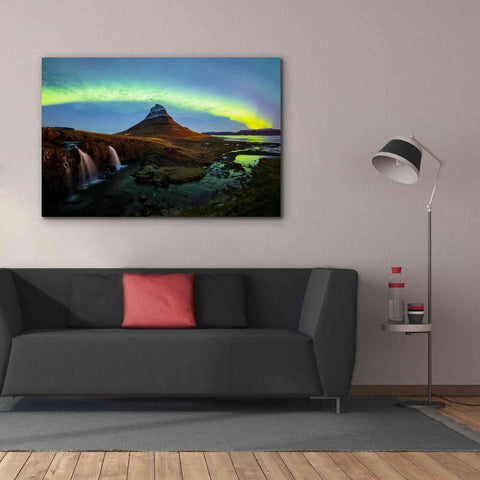 Image of 'Northern Light Aurora Borealis Over Kirkjufell 1' by Epic Portfolio, Giclee Canvas Wall Art,60x40