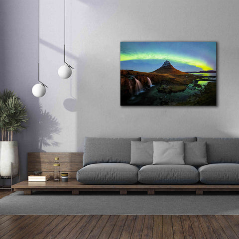 Image of 'Northern Light Aurora Borealis Over Kirkjufell 1' by Epic Portfolio, Giclee Canvas Wall Art,60x40