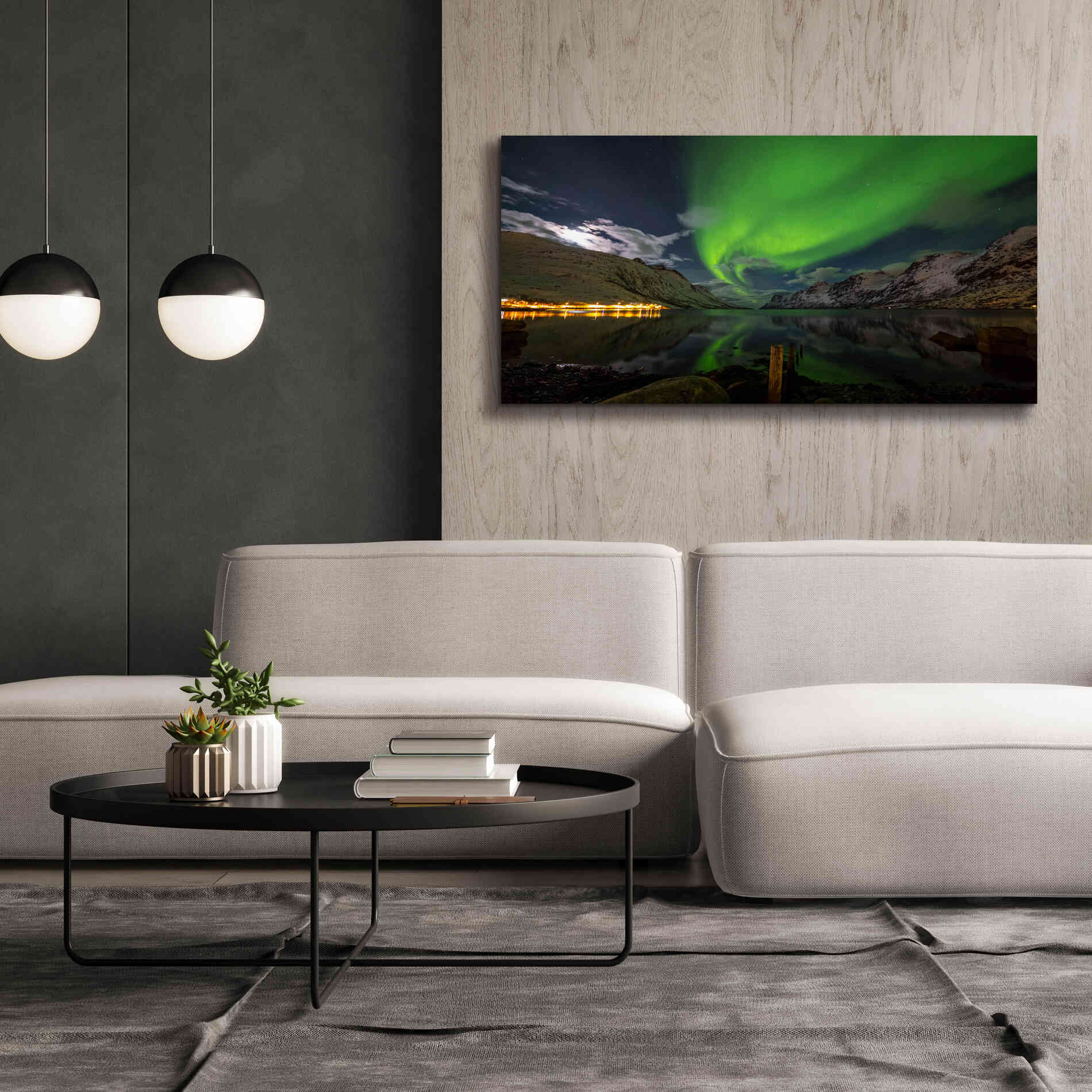 'Northern Lights 1' by Epic Portfolio, Giclee Canvas Wall Art,60x30