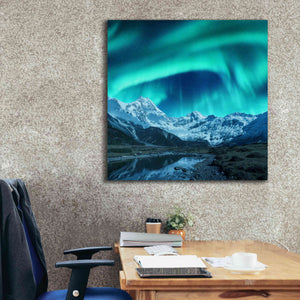 'Northern Lights Above Snow Covered Rocks' by Epic Portfolio, Giclee Canvas Wall Art,37x37