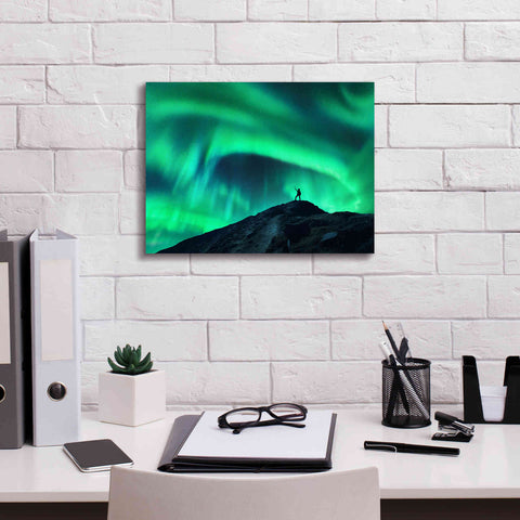 Image of 'Northern Lights And Woman' by Epic Portfolio, Giclee Canvas Wall Art,16x12