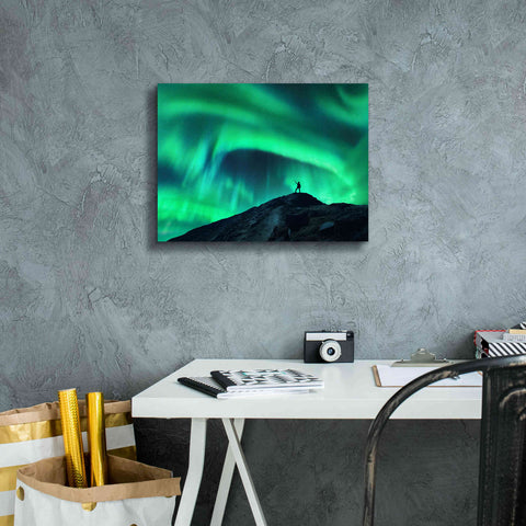 Image of 'Northern Lights And Woman' by Epic Portfolio, Giclee Canvas Wall Art,16x12