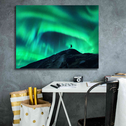 Image of 'Northern Lights And Woman' by Epic Portfolio, Giclee Canvas Wall Art,34x26