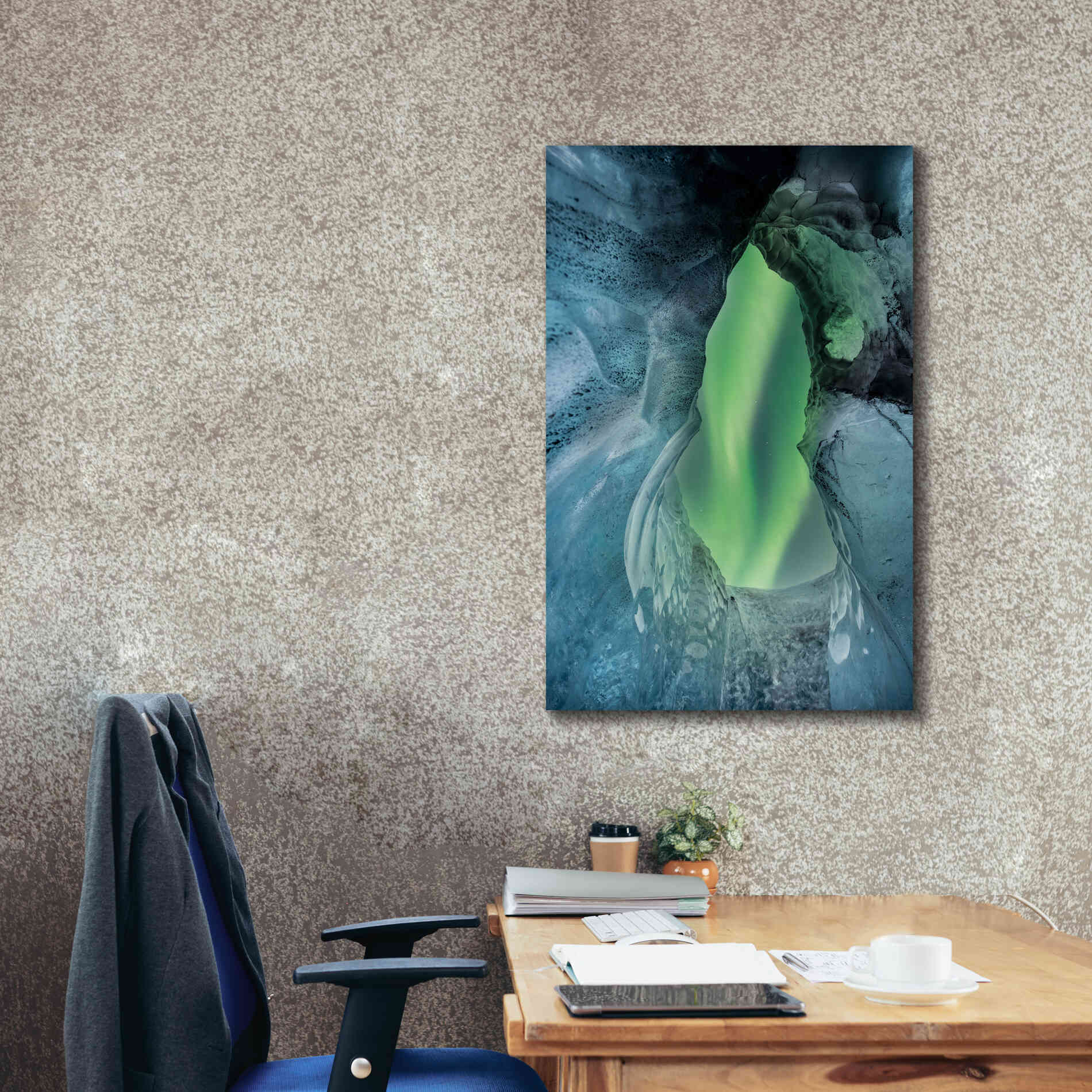'Northern Lights Aurora Borealis Over Glacier Ice 1' by Epic Portfolio, Giclee Canvas Wall Art,26x40