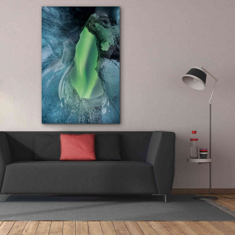 Image of 'Northern Lights Aurora Borealis Over Glacier Ice 1' by Epic Portfolio, Giclee Canvas Wall Art,40x60